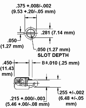 3522-S Stud Assembly Dimension Drawing