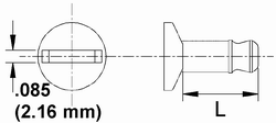 Push-to-Lock Slotted Stud Dimension Drawing