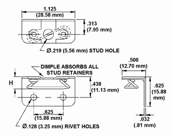 Right Angle Spring Plate Receptacle Dimension Drawing