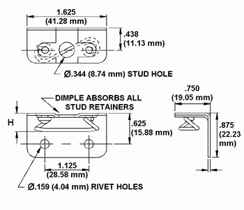 Right Angle Spring Plate Receptacle Drawing