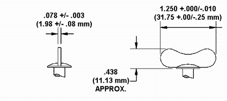 Wing Head Stud Dimension Drawing