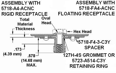 Rigid Threaded Receptacle Assembly Drawing with Parts Identification